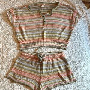 Anthropologie Multicolor Striped Knit Set